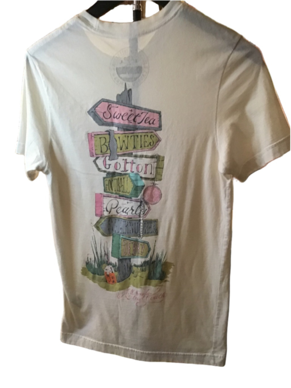 Women's Lauren James White Pink Sweet Tea Short Sleeve Tee S